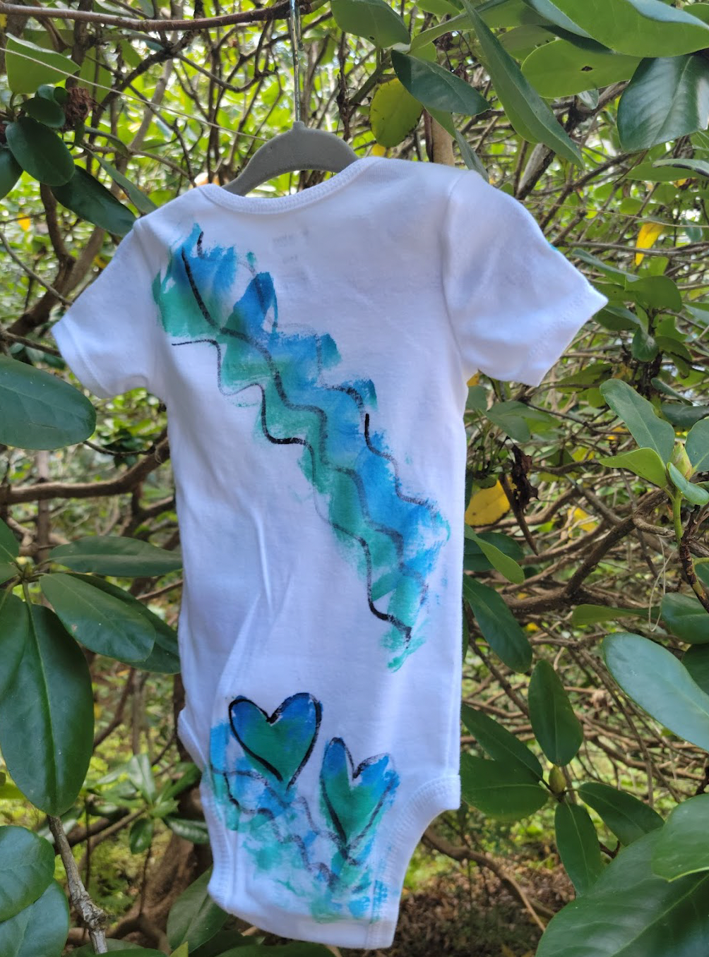 "Wisps of Blue" Hand Painted Onesie