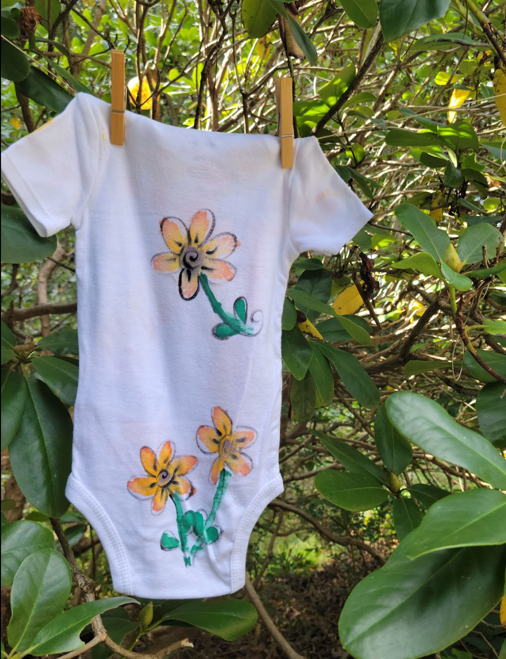 "Flower Power" Hand Painted Onesie