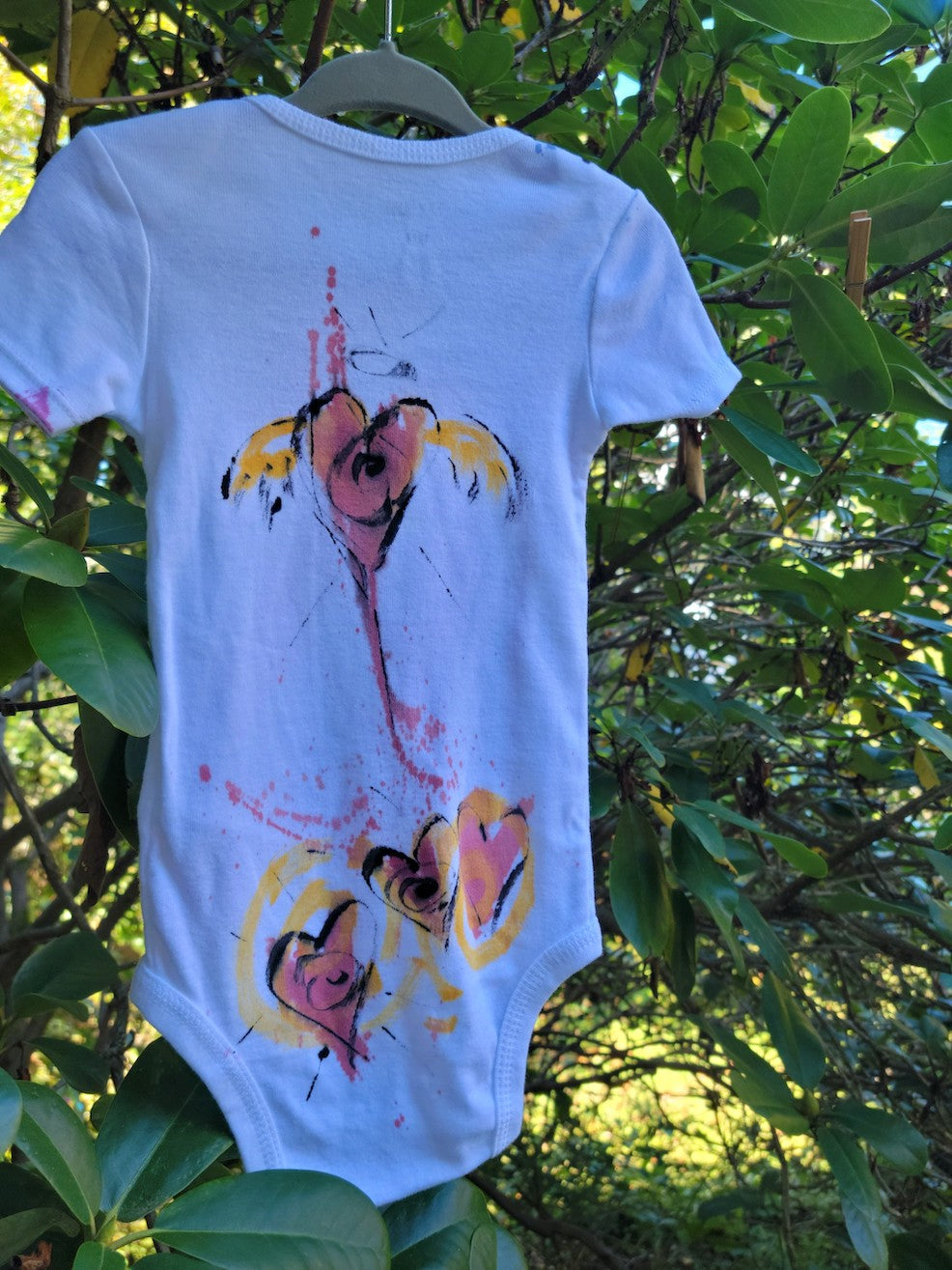 "Hearts Take Flight" Hand Painted Onesie