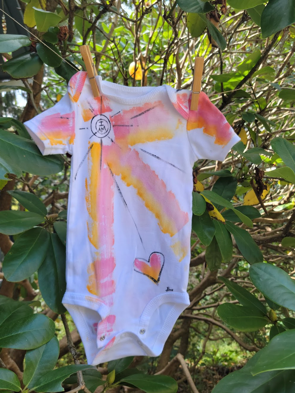"Hearts Shine" Hand Painted Onesie