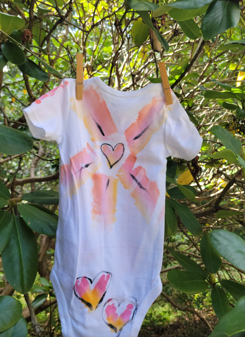 "Hearts Shine" Hand Painted Onesie