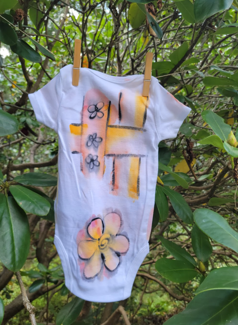 "Woven Wonder" Hand Painted Onesie