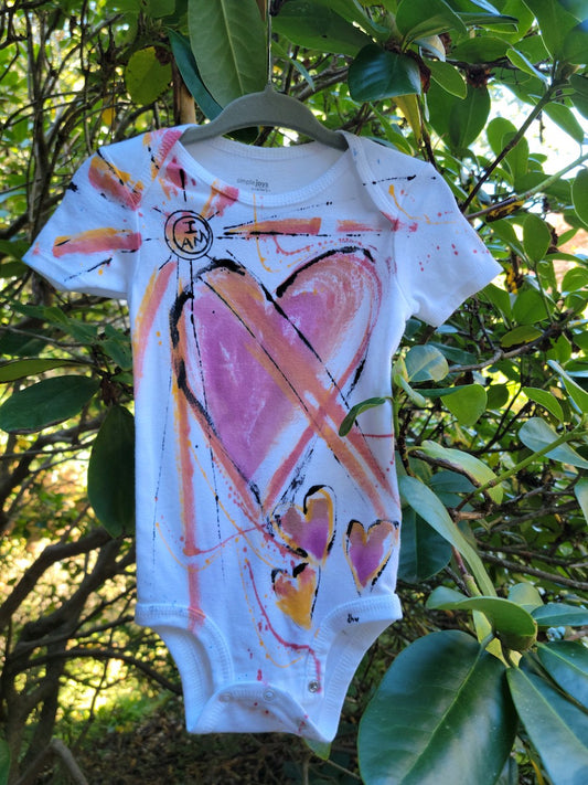 "Hearts Take Flight" Hand Painted Onesie