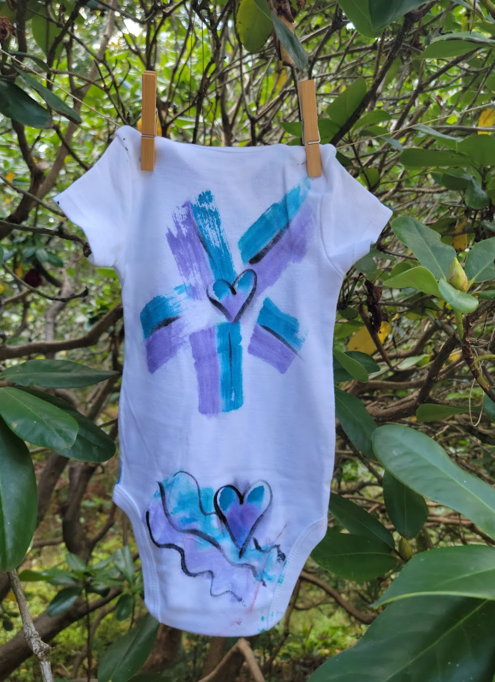 "Water Love" Hand Painted Onesie