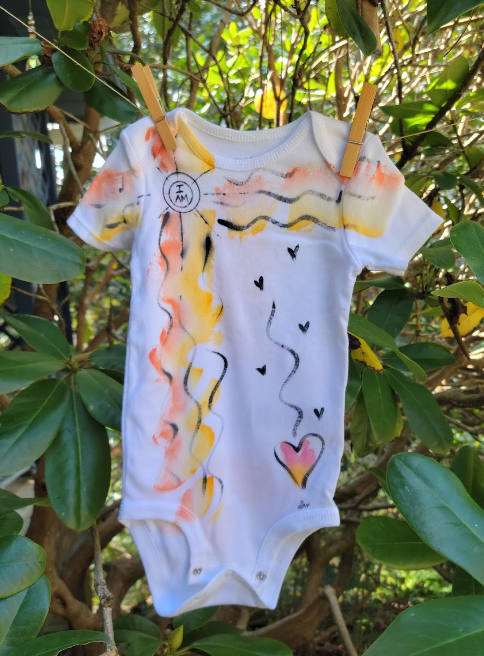 "Hearts a Flutter" Hand Painted Onesie