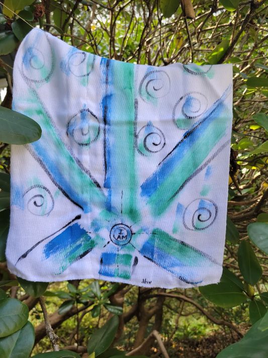 "Wisps of Blue" Hand Painted Burpie