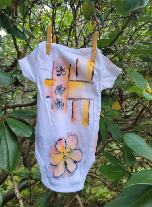 "Woven Wonder" Hand Painted Onesie