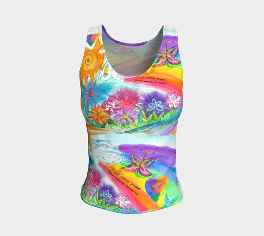 Sunshine, Rainbows, F-Word Fitted Tank Top